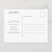 Peach Blume Dusty Blue Save the Date Foto Ankündigungspostkarte (Rückseite)