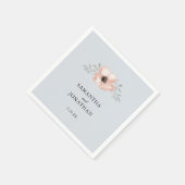 Peach Blume Dusty Blue Wedding Serviette (Ecke)