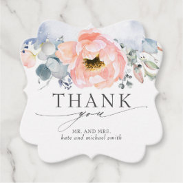Peach Blume Dusty Blue Wedding Vielen Dank Geschenkanhänger