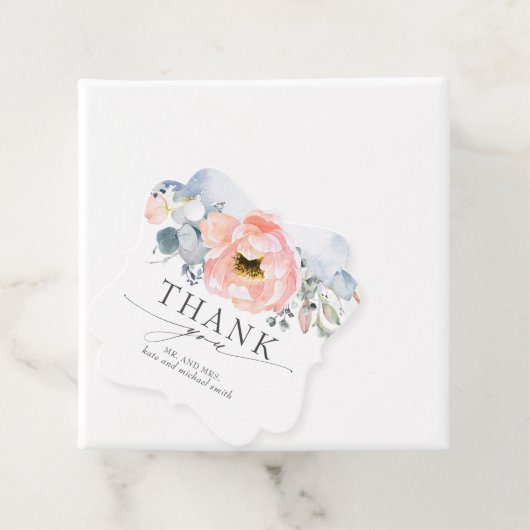 Peach Blume Dusty Blue Wedding Vielen Dank Geschenkanhänger (Beispiel)