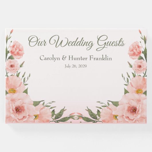 Peach Blume Elegant Gästebuch (Vorderseite)