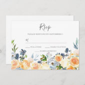 Peach Blume Elegante Hochzeit einladen UAWG Einladung (Vorne/Hinten)