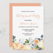 Peach Blume Elegante Party Einladung für das Ruhes (Vorne/Hinten)