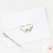 Peach Blume Elegante Wedding Gefallen Runder Aufkleber (Umschlag)