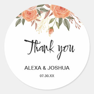 Peach Blume Gold Foil Foliage Vielen Dank Sticker