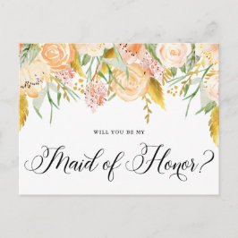 Peach Blume Gold werden Sie meine Trauzeugin sein Einladungspostkarte