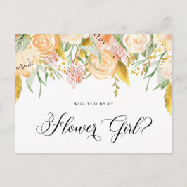 Peach Blume Gold wird Blume Girl Card sein Einladungspostkarte