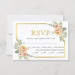 Peach Blume, Goldrahmen Hochzeit RSVP Karte