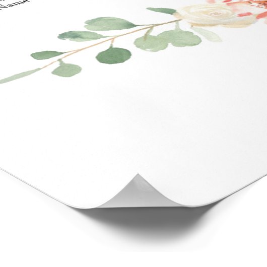 Peach Blume Hochzeitstorte Poster (Ecke)