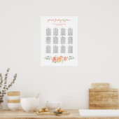 Peach Blume Hochzeitstorte Poster (Küche)