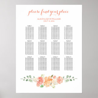 Peach Blume Hochzeitstorte Poster
