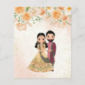 Peach Blume Indianerpaar Save the Date (Rückseite)