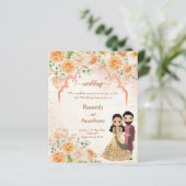 Peach Blume indische Ehepaare einladen templat (Stehend Vorderseite)