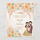 Peach Blume indische Ehepaare einladen templat (Vorderseite)