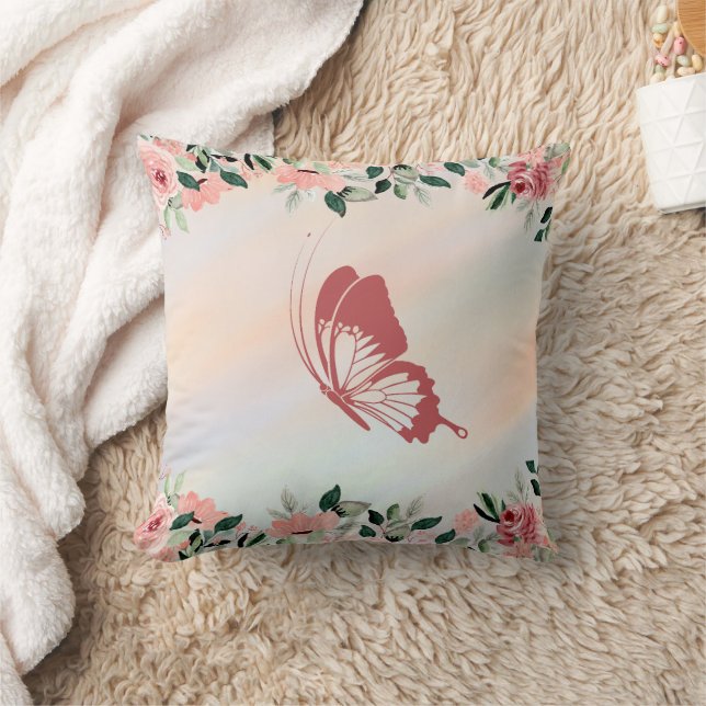 Peach-Blume Kissen (Decke)