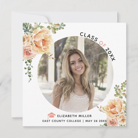 Peach-Blume-Klasse des Abschluss-Fotos 2025 Ankündigung (Vorderseite)