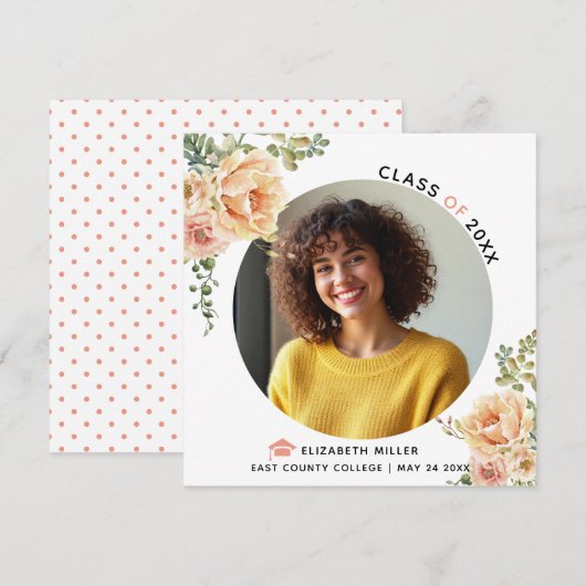 Peach-Blume-Klasse des Abschluss-Fotos 2025 Ankündigung (Vorne/Hinten)