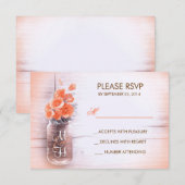Peach Blume Mason jar Hochzeit RSVP Karten (Vorne/Hinten)