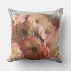 Peach Blume Mix Media Kissen