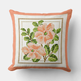 Peach Blume Needlepoint Look Land Vintag Kissen