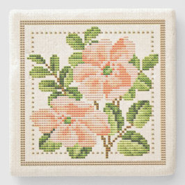 Peach Blume Needlepoint Vintag Style Untersetzer