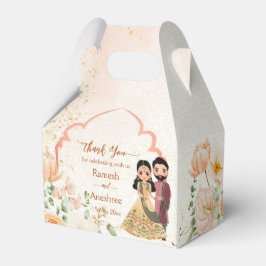 Peach Blume niedlich indisches Brautpaar angepasst Geschenkschachtel