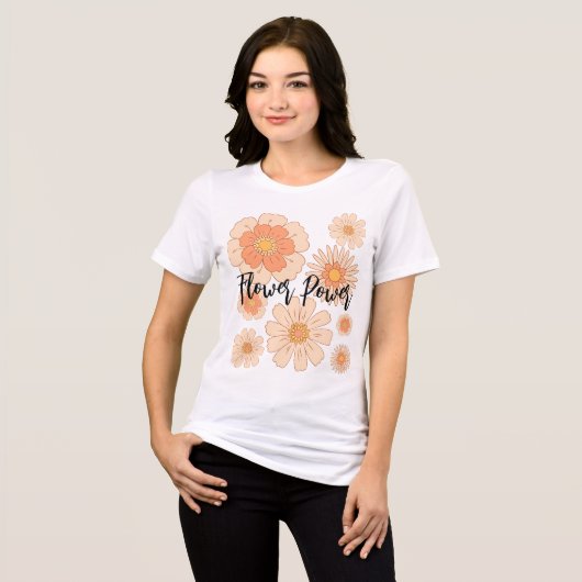 Peach Blume Power Chich Boho Blume Tri-Blend Shirt (Vorderseite voll)