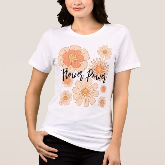 Peach Blume Power Chich Boho Blume Tri-Blend Shirt (Vorderseite)