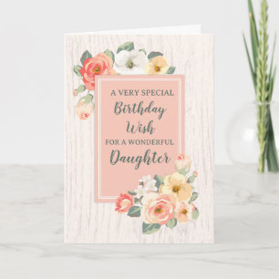 Peach Blume Tochter Geburtstagskarte Karte