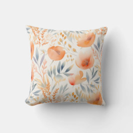 Peach Blume und Dusty Blue Contemporary Kissen