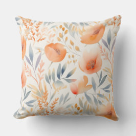 Peach Blume und Dusty Blue Contemporary Kissen