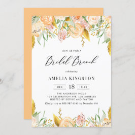 Peach Blume und Gold Blätter Bridal Brunch Einladung