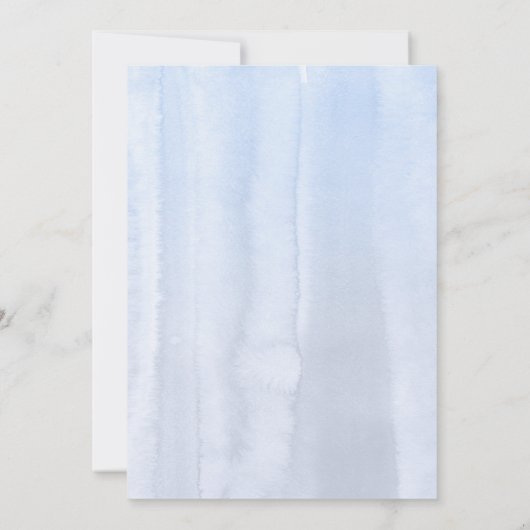 Peach Blume und Grüne Dusty Blue Taufe Einladung (Rückseite)