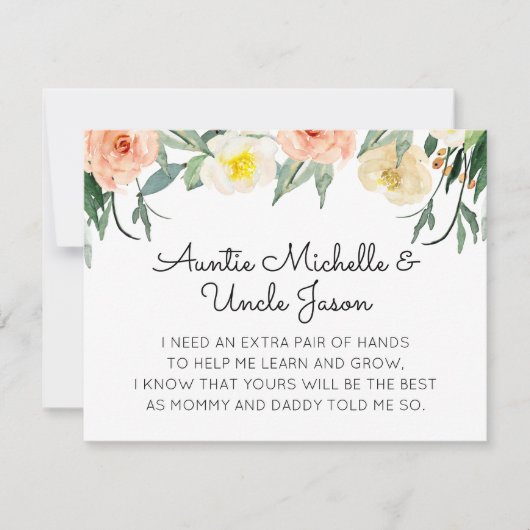 Peach Blume Werden Sie mein Vorschlag für meine El Einladung (Vorderseite)