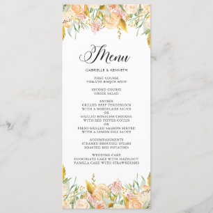 Peach Blume with Gold Foil Foliage Menu Card II Menükarte