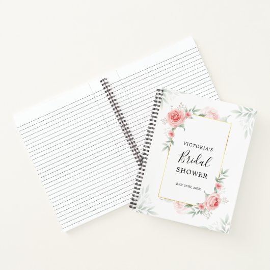 Peach Blumengrün Brautparty Geschenkliste Notizblock (Innenseite)