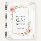 Peach Blumengrün Brautparty Geschenkliste Notizblock (Vorderseite)