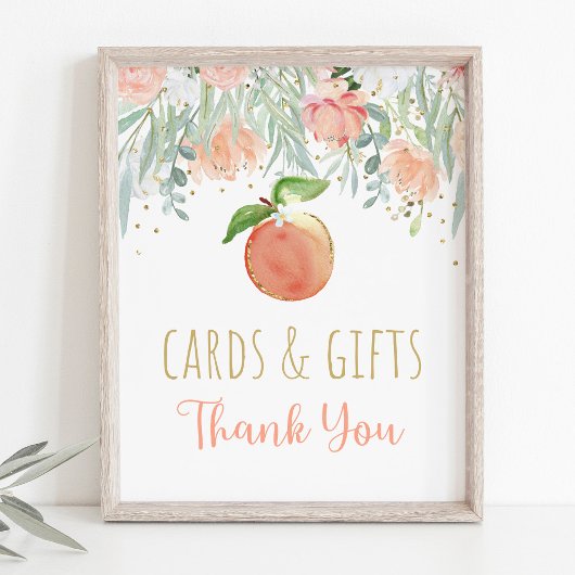 Peach Blumengrün Geburtstagskarten & Geschenke Unt Poster