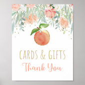Peach Blumengrün Geburtstagskarten & Geschenke Unt Poster (Vorne)