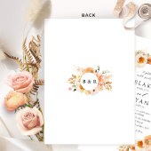 Peach Blush and Cream Oval with Monogram Wedding Einladung