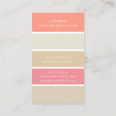 Peach Blush and Tan Color Block Chic Visitenkarte (Rückseite)