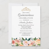 Peach Blush Aquarellfarben Quinceanera Einladung (Vorderseite)