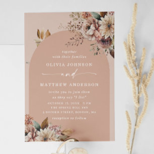 Peach Blush Arch Wedding   QR-Daten Einladung
