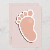 Peach Blush Baby Footprints Babydusche Einladung (Vorne/Hinten)