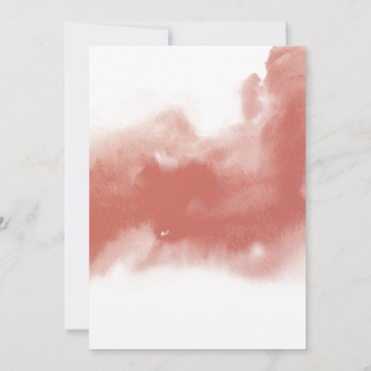 Peach Blush Bloral, Rost Wasserfarbe Chic Hochzeit Einladung (Rückseite)