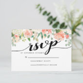 Peach & Blush-Blume Hochzeitskarte für RSVP Karte (Stehend Vorderseite)