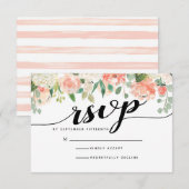 Peach & Blush-Blume Hochzeitskarte für RSVP Karte (Vorne/Hinten)