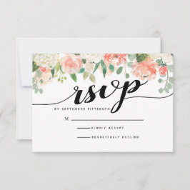 Peach & Blush-Blume Hochzeitskarte für RSVP Karte