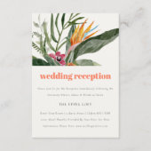 Peach Blush Boho Tropical Floral Wedding Reception Begleitkarte (Vorderseite)