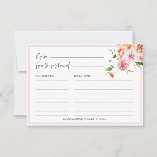Peach Blush Brautparty Rezept Cards (Vorderseite)